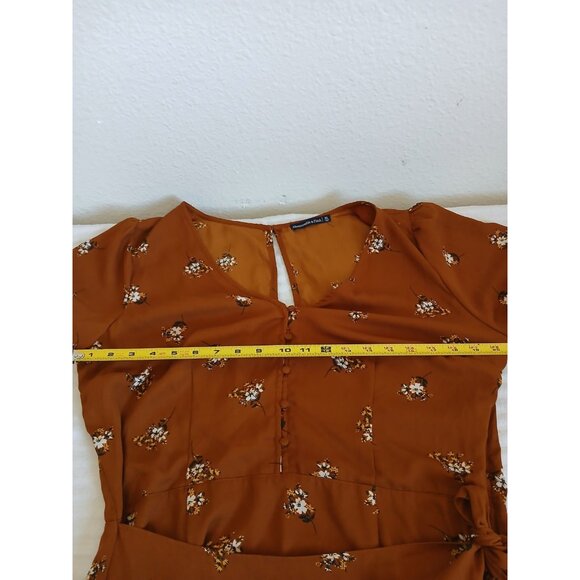 Abercrombie & Fitch Womens Brown Floral Mini Wrap Dress Long Sleeve - Picture 14 of 16